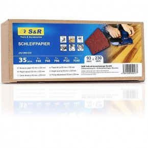 Набор шлифовальных листов S&R 93x230 мм, 35 шт