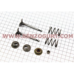 Клапан впускной, выпускной 168F, 170F, HONDA GX160, GX200, к-кт 2шт+ пружина-2шт, + компенсатор клапана-2шт, + тарелка клапана-2шт 
